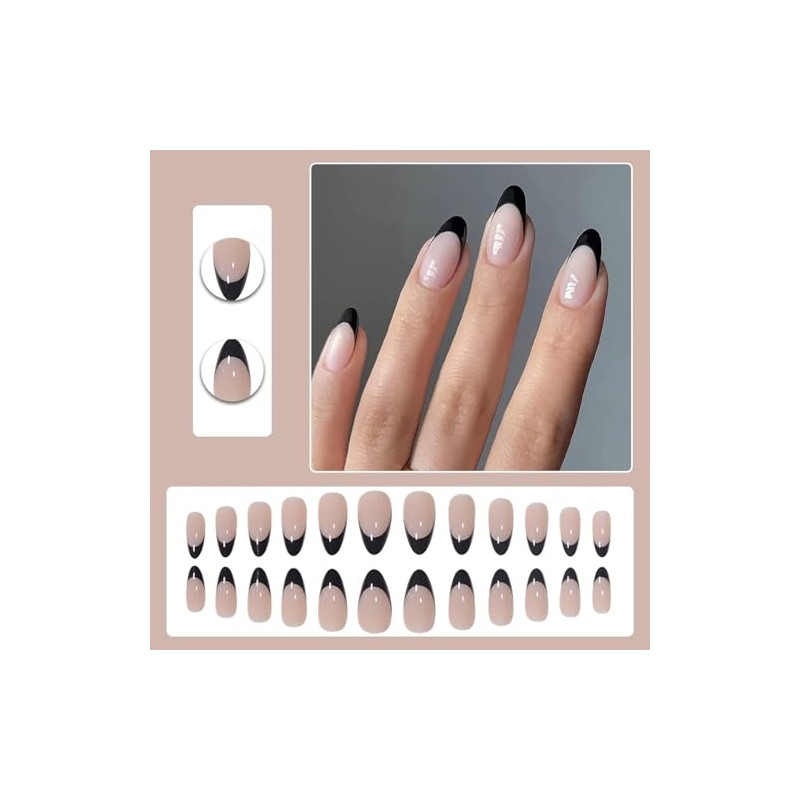 Uñas Francesas con Punta a Presión 24 Piezas de Uñas