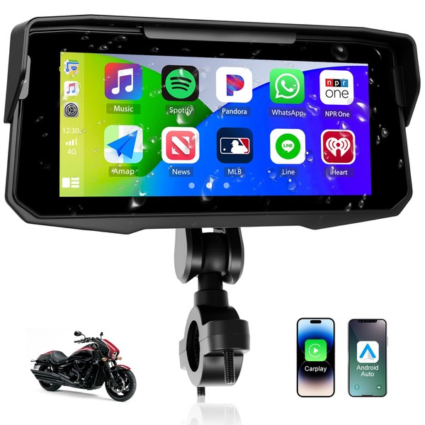 CAMECHO Motorcycle Carplay and Android Car, IP67 Waterproof Portable Car
