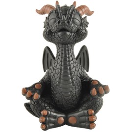 JFSM INC. Black Happy Dragon Buddha Meditating Zen Yoga Figurine Fantasy Decor Collectible Statue