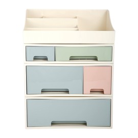 Cosmetic Storage Box, Makeup Organizer, ROSELIFE [TADF-03] Desktop Stationery, Remote Control Storage Box, Kitchen Spices Organizer Box, 4 Pieces 5 Drawers, 5 Slots, Blue, Pink and Green Assortment