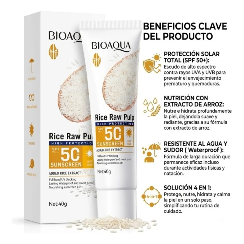 Protector Solar Blanqueador Spf 50+ Extracto Arroz Bioaqua
