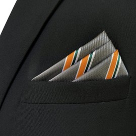 [S&W SHLAX&WING] Striped Men's Tie Dark Gray, Orange Stripe Necktie xl Accessories, 12.6 x 12.6 inches (32 x 32