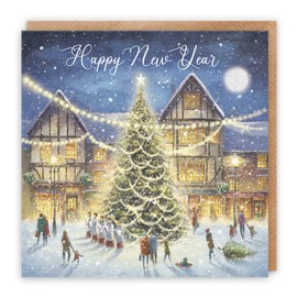 Hunts England - Happy New Year Luxury Card - 'Christmas Eve' - Happy New Year - Milo's Gallery Collection - For Men, Women, Family, Friends, etc.
