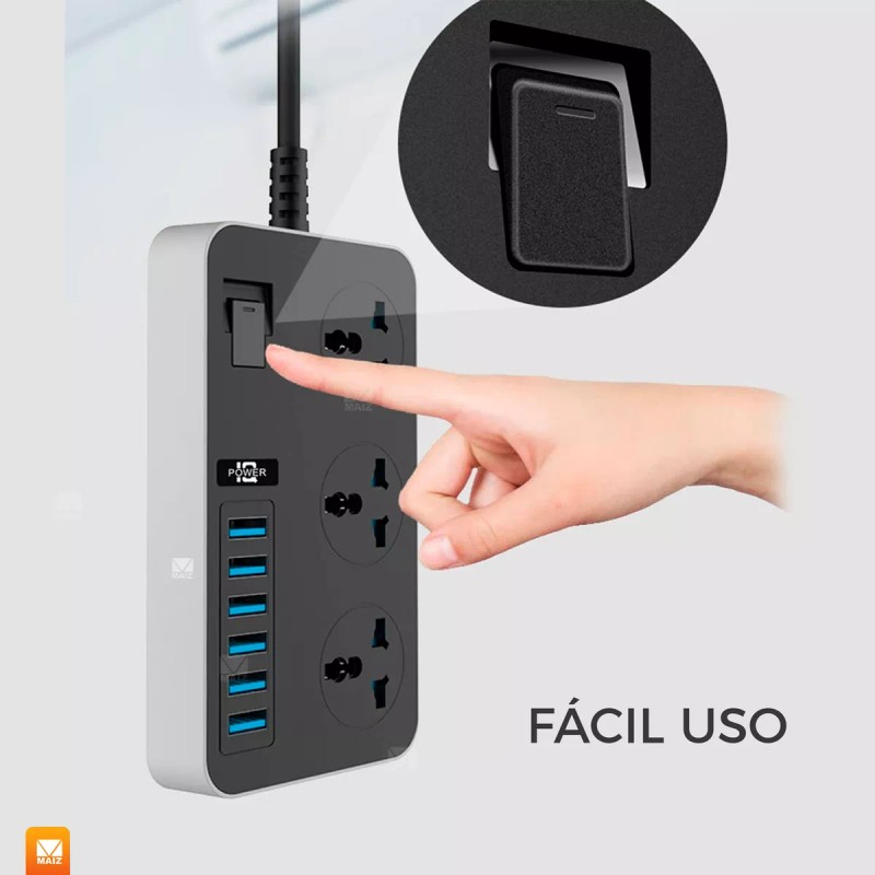 Maíz Multicontacto Cargador Barra Usb Supresor Picos Escritorio