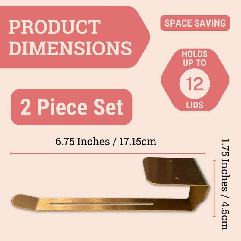 TWO PACK - LID LEDGE: Tumbler Lid Organizer, Horizontal, Under