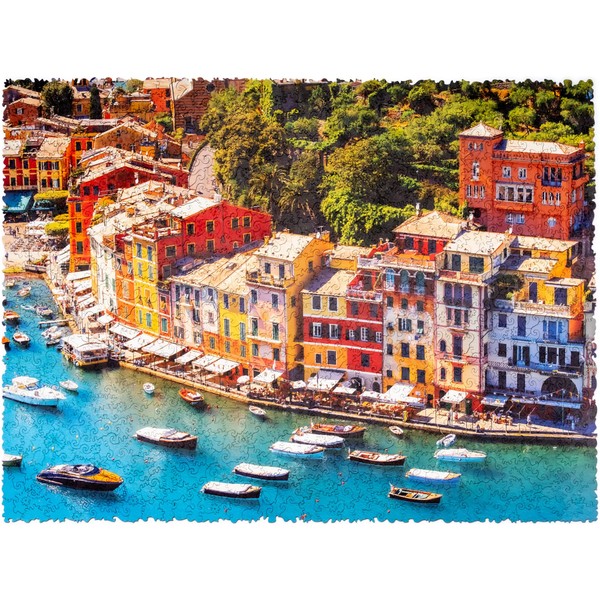 WOOSAIC Wooden Jigsaw Puzzles - Nature Italian Riviera, 1000 Pieces, 23.6" x 17.3", Beautiful Gift Package, Unique Shape Best Gift for Adults and Kids
