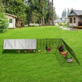 GarveeLife Large Metal Chicken Coop with Run - Heavy-Duty Outdoor Portable Chicken Tractor with Waterproof Cover, Predator-Proof Poultry Enclosure for Hens, Ducks, Rabbits