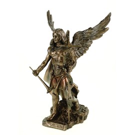 Veronese by Joh. Vogler GmbH Erzengel Heiliger Gabriel mit Kreuz und Trompete bronziert Figur Skulptur Esoterik Engel