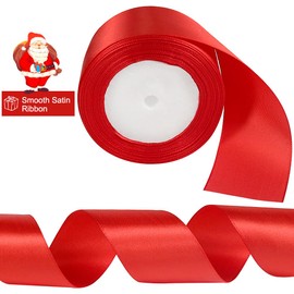 Tenn Well Red Satin Ribbon, 72.2 Feet x 1.89 Inch Double Faced Satin Ribbon for Crafts Gift Wrapping Christmas Decorations