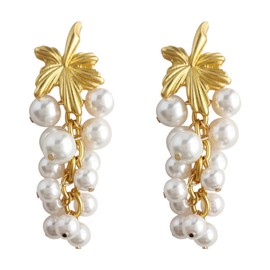 Stocking Stuffers Holiday Outfits for Women 2024 Turquoise Grape Leaf Earings for Women Beaded Balls Dangle Earings Gold Silver Grape Leaf Drop Earings Jewelry Gift for Teen Girls