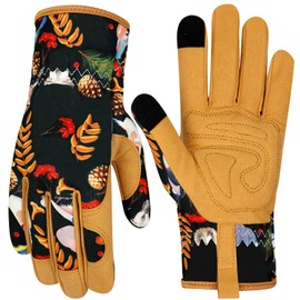 MERTURN Leather Gardening Gloves for Women Garden Gloves Thorn Proof Touch Screen Design Heavy Duty Working Yard Gloves Women Gardening Gift, Color A
