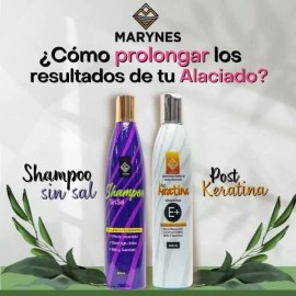 MARYNES Kit Shampoo Sin Sal, Post Keratina Y Tratamiento Hidratante