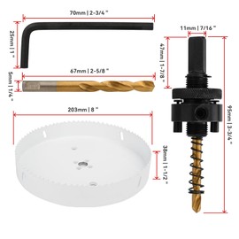 Mollom (203mm | 8") HSS M42 with 8% Cobalt BI-Metal Hole Saw with 2 Pilot Drill Bits & Arbor Smooth Cutting for PVC,Drywall,Wood,Plastic,Gypsum Board,Rubber