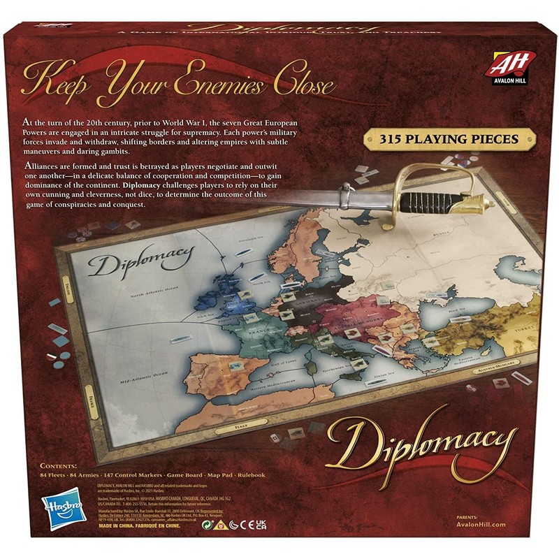 Hasbro Gaming Avalon Hill Diplomacy Cooperative Board Game, European Political
