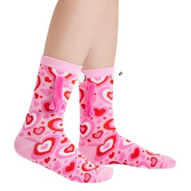 Honganda Couple Holding Hands Socks, Funny 3D Doll Heart Print Magnetic Suction Socks, Valentine's Day Socks Gift for Women (I, One Size)