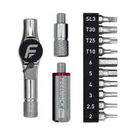 Feedback Sports | Reflex 5Nm Fixed Torque Ratchet Kit | Compact Mini Ratchet Set with 10 S2 Steel Bits for Precise Bicycle Maintenance | 5Nm Torque Limiting Bit
