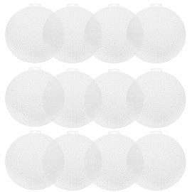 12 PCS Plastic Mesh Sheet Round Cross Stitch Canvas 14.7cm/5.8in Blank Plastic Canvas Sheets Needlepoint Canvas Mesh for Embroidery DIY Crafts Cross Stitch Crochet Projects