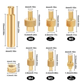 Pack of 6 Thread Insert for Heat Insert M2 M3 M4 M5 M6 M8, Brass Thread Insert 3D Printing, Light Thermal Conductivity, Compatible with Standard 936, for 3D Printer Accessories