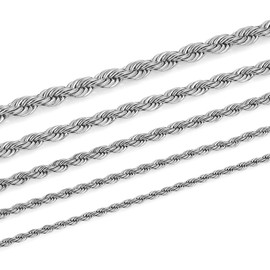 HZMAN 18K Real Gold Plated Rope Chain 6mm Stainless Steel Silver Chain for Men Women Hip Hop Link Chains Necklace 16-30 Inches (Silver,6mm,22in)