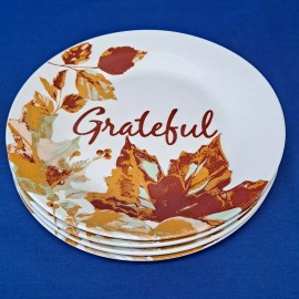Royal Norfolk Lot 4 ROYAL NORFOLK Fall Leaves 7 1/2" SALAD PLATES Thanksgiving GRATEFUL