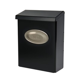 Architectural Mailboxes Designer Galvanized Steel, Locking Wall Mount Mailbox, Black with Satin Nickel