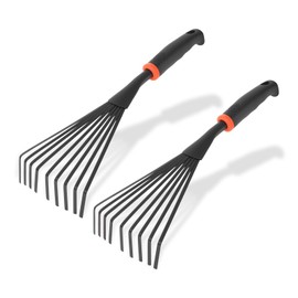 2 Pcs Gardening Hand Rake, 14.5" Alloy Steel Short Handle Shrub Rake for Soil Loosening, Planting and Spreading Mulch, Flower Beds