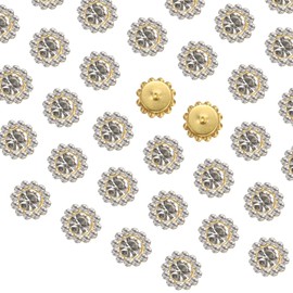 sourcing map 100pcs Sew on Rhinestones, 10mm Flower Claw Rhinestones Crystal Glass Metal Base Sewing Gems Buttons for Sewing Accessories Clothes Shoes Earring Belt Crafts, White