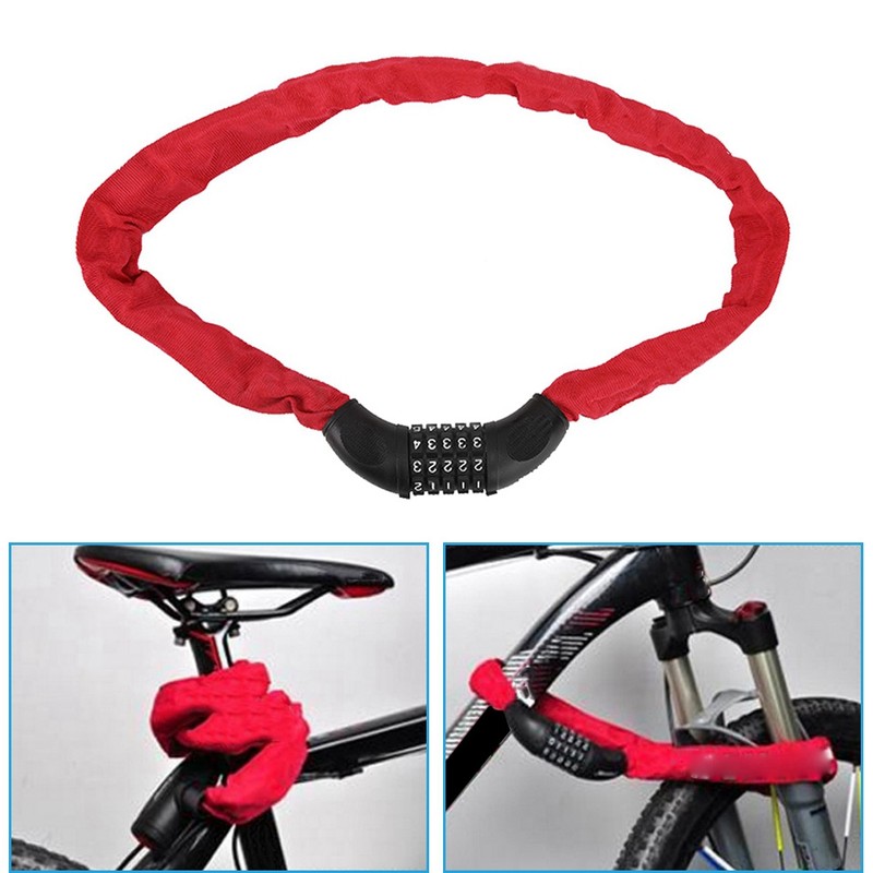 Bike Anti theft Security Bicycle Steel Chain Cipher Lock 5-digit