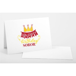 Custom Made Love Birthday Sorority FOLDED Note Card Set, Birthday Women Stationary Notecard Set, Stationery For Sorority Women, Assorted Designs (Red + Yellow)