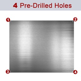Pelopy 24 by 36 Inch Reversible Stainless Steel Backsplash Metal Backsplash Kitchen Stove Behind Metal Sheet Panels with 4 Pre Drilled Holes and Screws for Wall Protector(1 Pack)