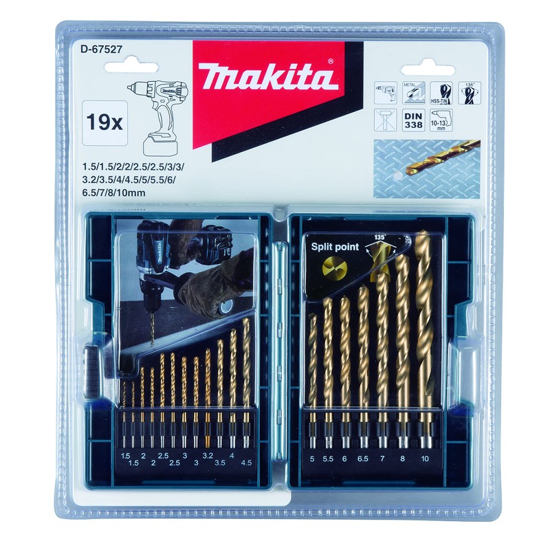 Makita D-67527 19 Piece Hss-Tin Metal Bit Set