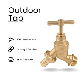 Outdoor Garden Tap – 1/2" BSP Hose Bib Outside Tap for Wall-Mounted Use, Compatible with 15mm Copper Pipe