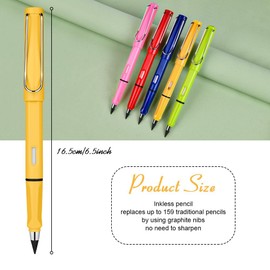 OFFCUP Metal Inkless Pencils, Pack of 5 Inkless Pencil with Eraser, Magic Pencil with 5 Interchangeable Heads, Clear and Liquid Writing for Adults, Students, Artists (Colour)