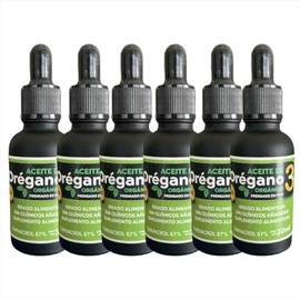 Aceite de Orégano Orgánico Prensado en Frío, Alto Carvacrol, 6 pz de 30 ml (6)