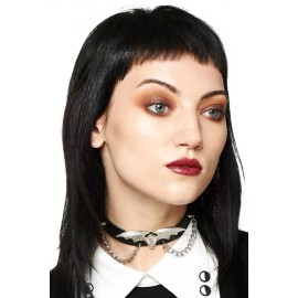 Lost Queen Gothic Winged Skull Choker Vegan Leather Necklace