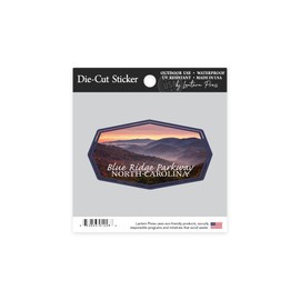Die Cut Sticker Blue Ridge Parkway, North Carolina, Great Smoky Mountains, Sunset, Contour Vinyl Sticker 1 to 3 inches (Waterproof Decal for Cars, Water Bottles, Laptops, Coolers), Small