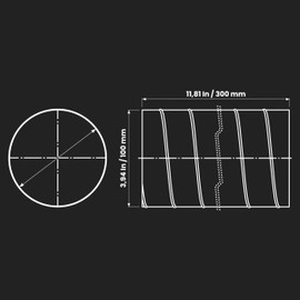 4" Inch Round Spiral Air Duct, 12" Inch Long Duct, Straight Rigid Galvanized Steel Dryer Vent Hose Extension, Warm Air Exhaust, Threaded Metal Duct