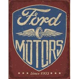 Desperate Enterprises Ford Motors - Since 1903 Tin Sign - Nostalgic Vintage Metal Wall Décor - Made in USA