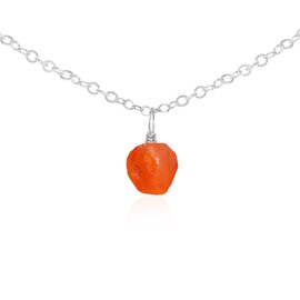 Carnelian Raw Crystal Pendant Choker in Sterling Silver