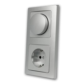 Delphi LED Dimmer with Earthing Contact Socket, Silver, UP