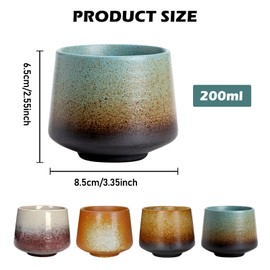 Espresso Cups Set, 4-Piece Cappuccino Cups 190 ml, Ceramic Espresso Cups, Espresso Cups Set, Mini Espresso Cups, Espresso Cups Stoneware, Coffee Cups for Macchiato Espresso Mocha