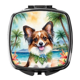 Caroline's Treasures Papillon Luau Compact Mirror Decorative Travel Makeup Mirror for Women Girls Gifts Pocket Makeup Mirror Folding Handheld