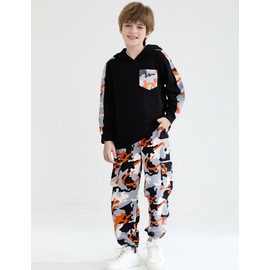 mksodopy Boys Clothes Boy Outfits 2-Piece Long Sleeve Hoodie and Camouflage Pants Boys Fall Winter Clothes for 6-16 Years