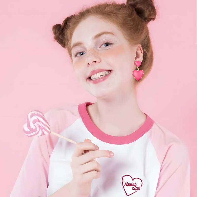 EVER FAITH Heart Earrings, Love Heart Drop Earrings, Gifts for