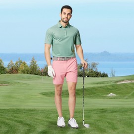 Golf Shirts for Men Dry Fit Short Sleeve Moisture Wicking Performance Jacquard Texture Collared Polo Shirts for Men Emerald