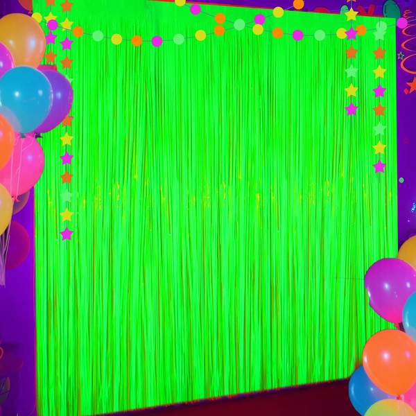 4 Packs Glow in The Dark Foil Fringe Curtain, Macaron