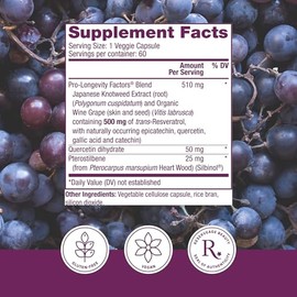 Reserveage Beauty, Resveratrol 500 mg with Pterostilbene, Antioxidant Supplement for Immune Support & Heart Health, Supports Healthy Aging, Paleo, Ket