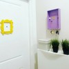 Wooden Purple Door Keychain Holder Hooks Storage Wall Hanger Shelf