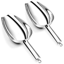 Ice Scoop, Set of 2, HaWare Stainless Steel Small Weighing Scoop, Flour Scoop, Food Scoop, Bag Shovel, Filling Scoop for Kitchen, Bar, Buffet, Party, Versatile & Dishwasher Safe - 5 oz
