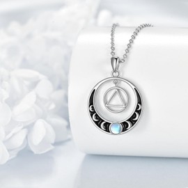 VENACOLY AA Gift Necklace 925 Sterling Silver Alcoholics Anonymous Restoration Symbol Necklace Crescent Moon AA Sobriety Jewellery for Women, Sterling Silver